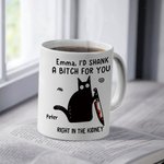 Personlig rolig bladkatt 11oz/15oz keramikmugg med namn och handtag Födelsedagspresent för kontorsarbetare vän