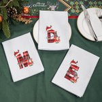Serviette de table de Noël personnalisée en coton 100% coton avec nom Cadeau de Noël pour la famille et les amis