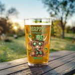 Bicchiere da birra personalizzato Lucky Shamrock Highland Cow 16 oz con nome e testo Happy St. Patrick's Day Accessori per la casa e la cucina Regalo per la famiglia