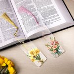 Personalisierte Geburt Blumenstrauß Bogen Acryl Lesezeichen mit Namen Datum und Quaste Geburtstag Jahrestag Lesen Geschenk für Buchliebhaber Bibliothekar