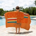 Personalized Multicolour Retro Cousin Crew Quick Dry Oversized Microfiber Beach Towel with Name Summer Travel Essential Gift for Family Kids