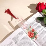 Personalisierte Geburt Blumenstrauß Bogen Acryl Lesezeichen mit Namen Datum und Quaste Geburtstag Jahrestag Lesen Geschenk für Buchliebhaber Bibliothekar