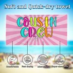 Personalized Multicolor Retro Cousin Crew Ray Design Oversized Quick Dry Beach Towel with Name Birthday Beach Pool Party Gift for Family