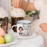 Personalisierte niedlichen Cartoon-Charakter Bunny Chick Initial 12oz Emaille Becher mit Namen Ostern Party Geschenk für Kinder