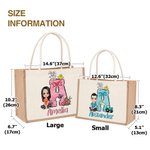 Personalized Cartoon Character Cute Rabbit Chick Bow Dot Initial Jute Tote Bag with Name Easter Egg Hunting Party Gift for Boys Girls