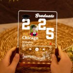 Personalised 2025 Graduation Photo Music Player Adjustable LED Night Light with Wooden Base Home Decor Graduation Gift for Graduates Schoolmates