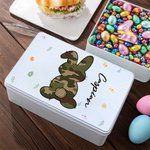 Personalized Cute Bunny Food-grade Metal Biscuit Tin with Name Easter Gift for Boys Girls