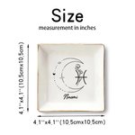 Personalized Ceramic Constellation Zodiac Flower Sign Square Trinket Jewellery Dish with Name Birthday Wedding Gift for Women