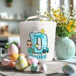 Personalized Cartoon Character Bunny Chick Bow Initial Candy Storage Bucket Bag with Name Easter Egg Hunting Gift for Kids