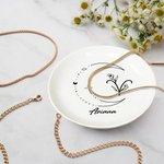Personalized Constellation Zodiac Sign Flower Round Ceramic Trinket Jewelry Dish with Name Birthday Wedding Gift for Women