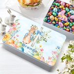 Personalized Colorful Floral Easter Eggs Peter Rabbit Food-grade Biscuit Tin with Name Easter Party Storage Accessories Gift for Boys Girls