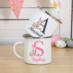 Personalisierte Cartoon Hase Kostüm Kind 11oz Emaille Becher mit Namen Ostern Geschenk für Mädchen Jungen