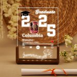 Personalised 2025 Graduation Photo Music Player Adjustable LED Night Light with Wooden Base Home Decor Graduation Gift for Graduates Schoolmates