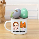 Personalizzato carino personaggio dei cartoni animati Pasqua iniziale 12 oz tazza smaltata con nome uso quotidiano festa di Pasqua favore regalo per ragazzi ragazze