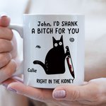 Personlig rolig bladkatt 11oz/15oz keramikmugg med namn och handtag Födelsedagspresent för kontorsarbetare vän