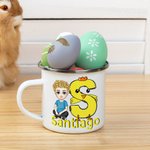 Personalisierte niedlichen Cartoon-Charakter Bunny Chick Initial 12oz Emaille Becher mit Namen Ostern Party Geschenk für Kinder