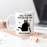 Personlig rolig bladkatt 11oz/15oz keramikmugg med namn och handtag Födelsedagspresent för kontorsarbetare vän