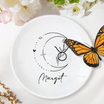 Personalized Constellation Zodiac Sign Flower Round Ceramic Trinket Jewelry Dish with Name Birthday Wedding Gift for Women