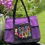Personnalisé Cool Sisters Club Cartoon Characters Large Tote Bag with Name and Mesh Pocket for Work Travel Birthday Gift for Women Girls