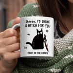 Personlig rolig bladkatt 11oz/15oz keramikmugg med namn och handtag Födelsedagspresent för kontorsarbetare vän