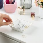 Personalized Ceramic Constellation Zodiac Flower Sign Square Trinket Jewellery Dish with Name Birthday Wedding Gift for Women