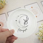 Personalized Constellation Zodiac Sign Flower Round Ceramic Trinket Jewelry Dish with Name Birthday Wedding Gift for Women