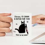 Personlig rolig bladkatt 11oz/15oz keramikmugg med namn och handtag Födelsedagspresent för kontorsarbetare vän