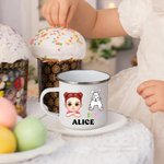 Personalizzato carino personaggio dei cartoni animati Pasqua iniziale 12 oz tazza smaltata con nome uso quotidiano festa di Pasqua favore regalo per ragazzi ragazze