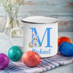 Personalisierte Cartoon Hase Kostüm Kind 11oz Emaille Becher mit Namen Ostern Geschenk für Mädchen Jungen