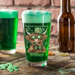 Bicchiere da birra personalizzato Lucky Shamrock Highland Cow 16 oz con nome e testo Happy St. Patrick's Day Accessori per la casa e la cucina Regalo per la famiglia