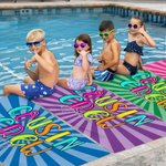 Personalized Multicolor Retro Cousin Crew Ray Design Oversized Quick Dry Beach Towel with Name Birthday Beach Pool Party Gift for Family