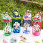 Borraccia da 475ml personalizzata con design di fiocco floreale in stile Peter Rabbit dotata di cannuccia regalo all'aperto di Pasqua per bambini