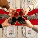 Personalized Merry Christmas Holly 100% Cotton Reusable Napkin with Name Table Decor Christmas Housewarming Gift for Family