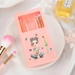 Gepersonaliseerde 3D cartoon karakter geboorte bloem 5 stuks make-up kwasten doos set met naam verjaardag reizen Essentials Gift voor vrouwen