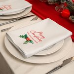 Personalized Merry Christmas Holly 100% Cotton Reusable Napkin with Name Table Decor Christmas Housewarming Gift for Family