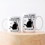 Personlig rolig bladkatt 11oz/15oz keramikmugg med namn och handtag Födelsedagspresent för kontorsarbetare vän