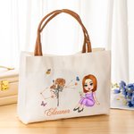 Personalisierte Cartoon Graduate Horoskop Geburt Blume Name wiederverwendbare große Tragetasche mit Ledergriff Graduierung Geburtstag Geschenk für Frauen