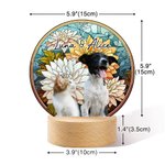 Fiore di nascita personalizzato in vetro colorato con foto e nome a LED Luce notturna con base in legno Decorazione per la casa Regalo di compleanno commemorativo per il proprietario del cane e dell'a