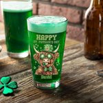 Bicchiere da birra personalizzato Lucky Shamrock Highland Cow 16 oz con nome e testo Happy St. Patrick's Day Accessori per la casa e la cucina Regalo per la famiglia
