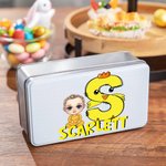 Personalized Cute Cartoon Character Bunny Chick Initial Food-grade Candy Storage Tin with Name Birthday Easter Party Favors Gift for Kids