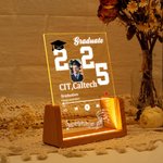 Personalised 2025 Graduation Photo Music Player Adjustable LED Night Light with Wooden Base Home Decor Graduation Gift for Graduates Schoolmates