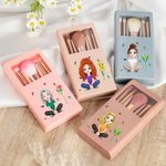 Gepersonaliseerde 3D cartoon karakter geboorte bloem 5 stuks make-up kwasten doos set met naam verjaardag reizen Essentials Gift voor vrouwen