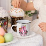 Personalizzato Cartoon personaggio coniglietto pulcino fiocco iniziale 12 oz tazza smaltata con nome festa di Pasqua regalo per i bambini