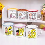 Personalisierte niedlichen Cartoon-Charakter Bunny Chick Initial 12oz Emaille Becher mit Namen Ostern Party Geschenk für Kinder