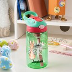 Borraccia da 475ml personalizzata con design di fiocco floreale in stile Peter Rabbit dotata di cannuccia regalo all'aperto di Pasqua per bambini