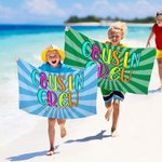 Personalized Multicolor Retro Cousin Crew Ray Design Oversized Quick Dry Beach Towel with Name Birthday Beach Pool Party Gift for Family