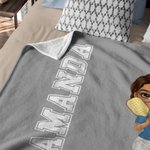 Personalized Softball Baseball Sports Girl Soft Throw Blanket with Name and Number Multicolor Home Decor Game Day Birthday Gift for Ball Lovers