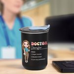 Gepersonaliseerde Verpleegkundige Dokter Cartoon Karakter 10oz Lowball Geïsoleerde Tumbler met Flip Deksel en Rietje Waardering Gift voor Medisch Personeel