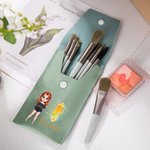 Personalized Fashion Cartoon Girl Floral Birthstone Name Makeup Brush Bag Set with 8 Pcs Makeup Brushes Travel Essentials Birthday Gift for Women
