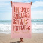 Personalisierte In meiner verlobten Ära Zukunft überdimensioniert saugfähige Mikrofaser Strandtuch mit Namen Strand wesentliche Verlobungsgeschenk für Braut